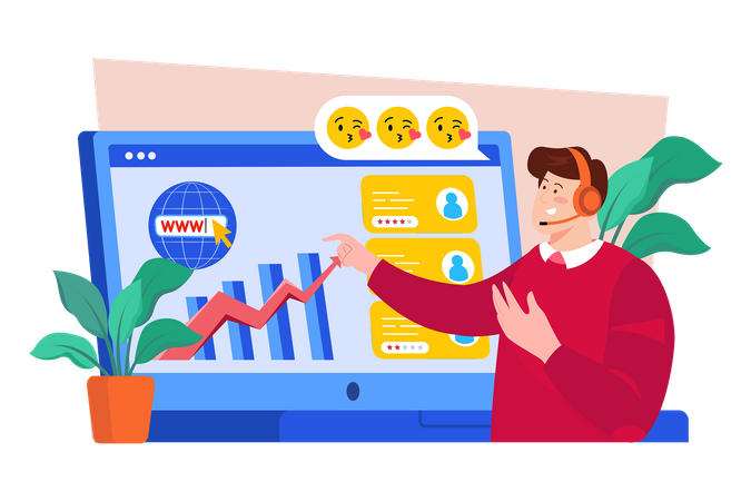 Customer experience manager improving the overall customer experience by monitoring and improving support interactions  イラスト