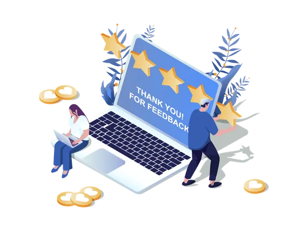 Feedback Concept 3 D Isometric Web Scene People Leaving Positive Customer Comments With Good Experience At Site And Evaluating Products Or Services Vector Illustration In Isometry Graphic Design Illustration