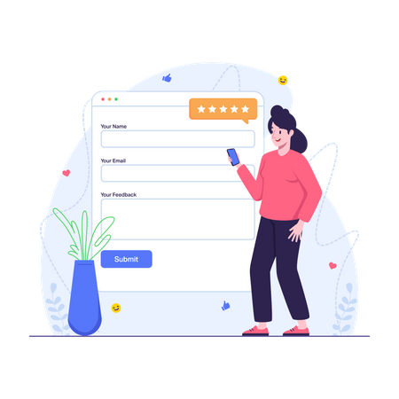 Customer filling out feedback form  Illustration