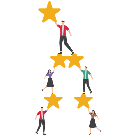 Customer give 5 star rating symbolizing feedback for best quality and satisfaction  Illustration