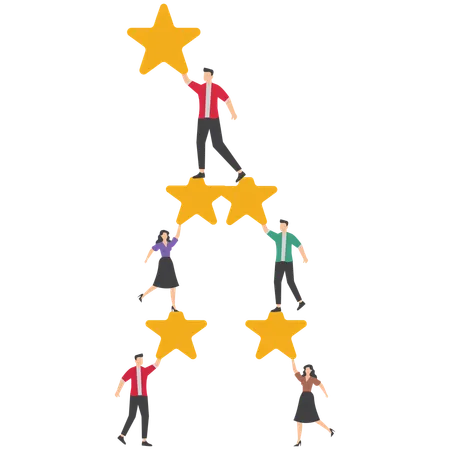 Customer give 5 star rating symbolizing feedback for best quality and satisfaction  Illustration