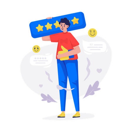 Customer gives product review  Illustration