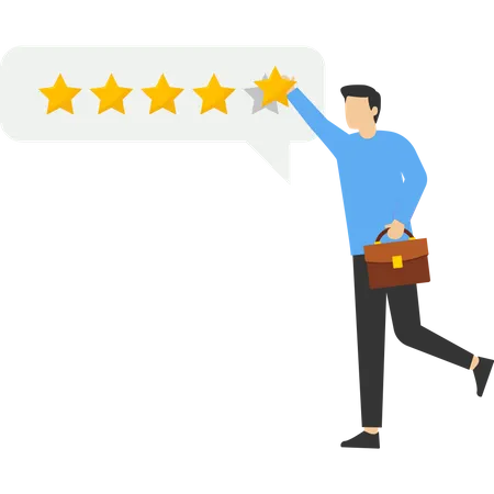 Customer gives satisfied review  Illustration