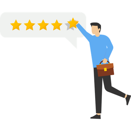 Customer gives satisfied review  Illustration