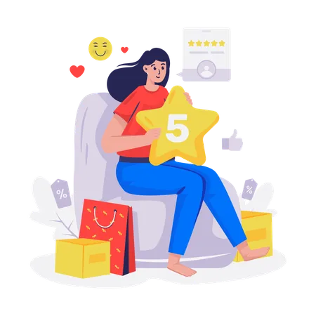 Customer gives shopping rating  Illustration