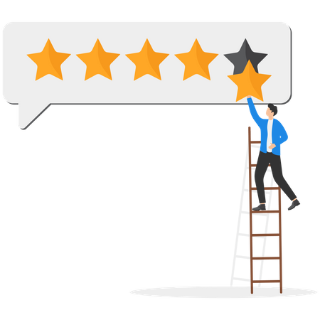 Customer giving 5 stars rating review  Illustration