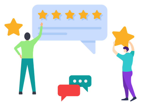 Customer giving five star feedback  Illustration