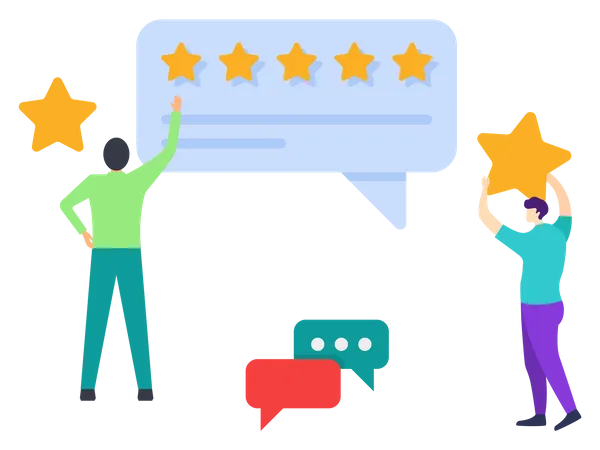 Customer giving five star feedback  Illustration