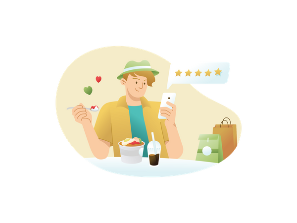 Customer giving food review  Illustration