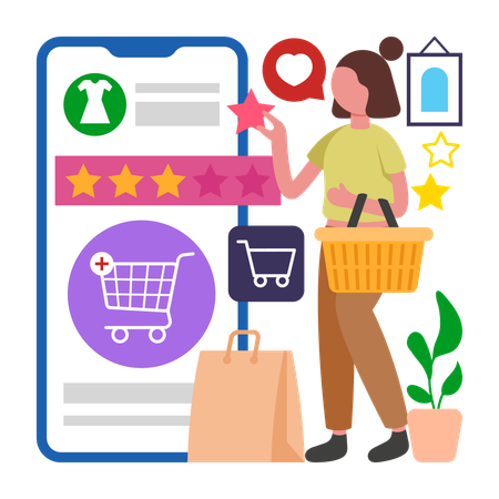 Customer giving Giving Feedback Online  Illustration