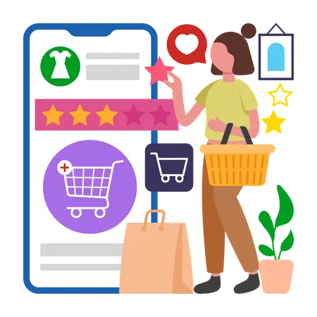 Customer giving Giving Feedback Online  Illustration