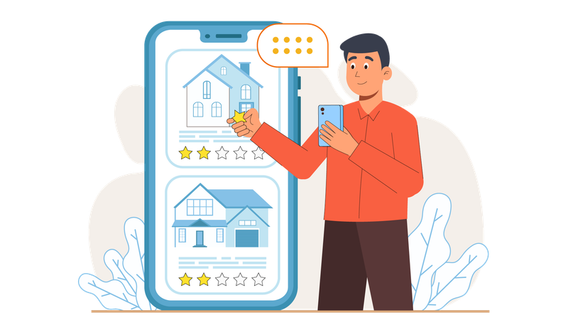 Customer Giving House Review  Illustration