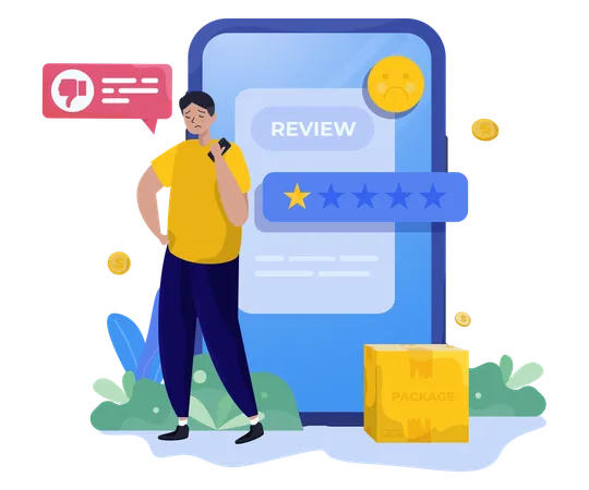 Customer giving Negative review  Illustration