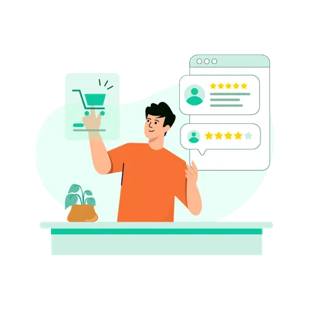 Customer giving online feedback  Illustration