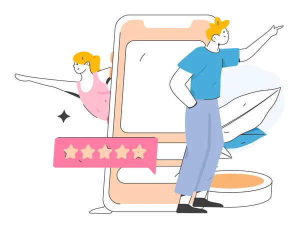 Customer giving online ratings  Illustration
