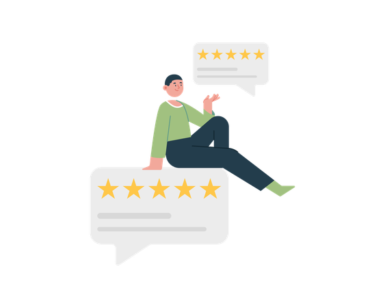 Customer giving online review  Illustration