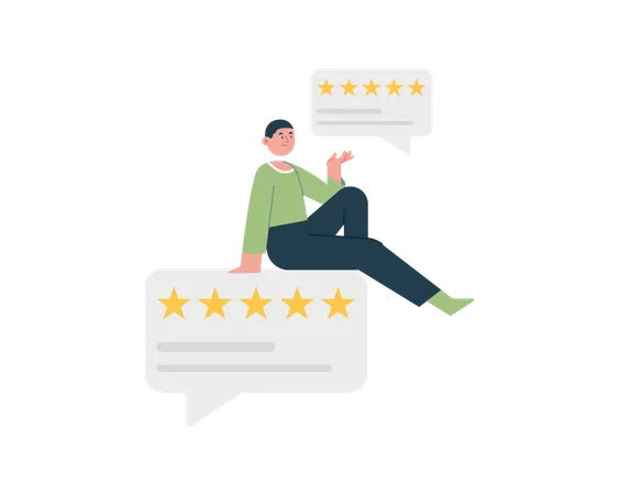 Customer giving online review  Illustration