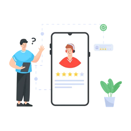 Customer giving rating to services agent  Illustration