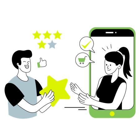 Customer Giving Shopping rating  Illustration