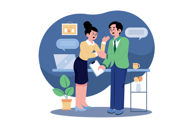 Customer Handshaking With a Marketing Agent  Illustration