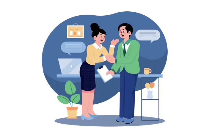 Customer Handshaking With a Marketing Agent  Illustration