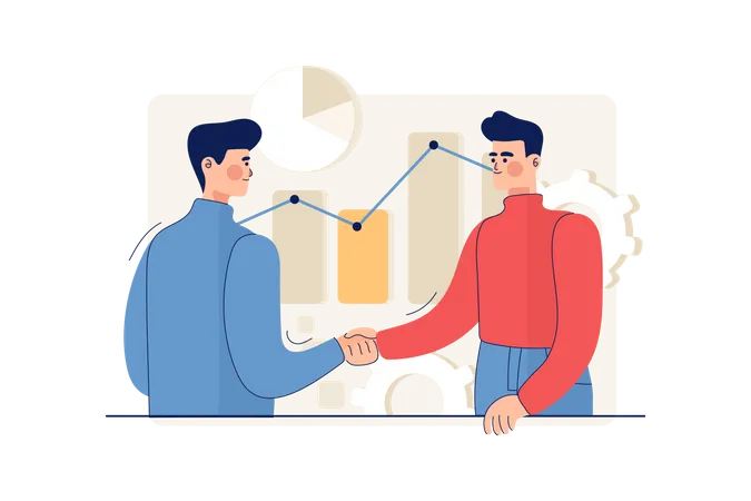 Customer handshaking with marketing agent Illustration