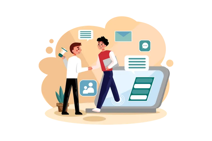 Customer handshaking with marketing agent  Illustration