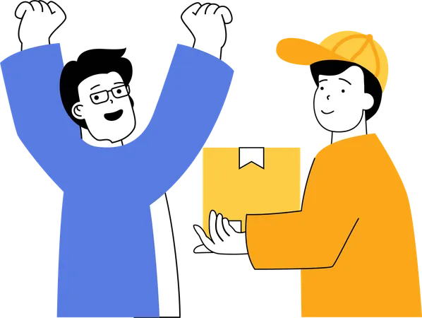 Customer happy due to product delivery on time  Illustration