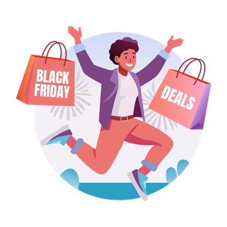 Customer happy on shopping deals  Illustration