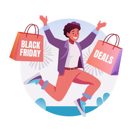 Customer happy on shopping deals  Illustration