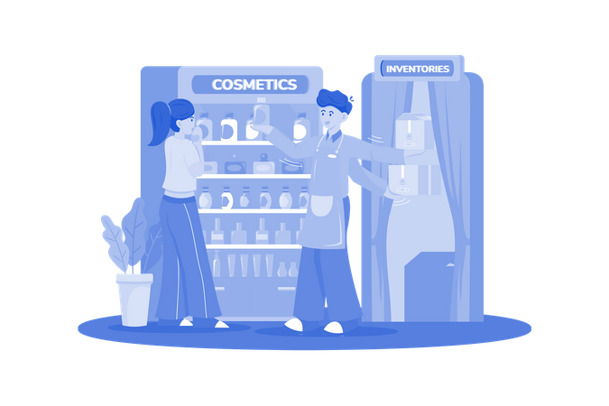 Customer has arrived to cosmetic shop  Illustration