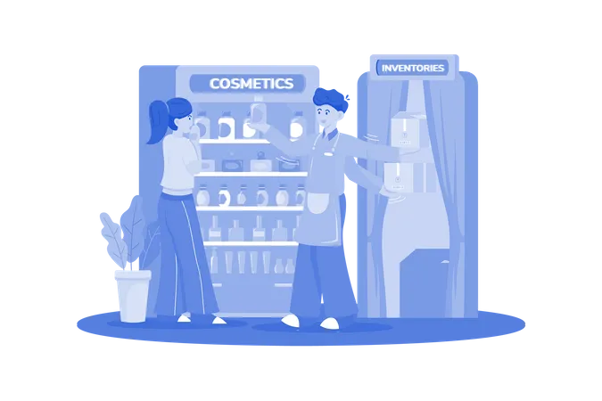 Customer has arrived to cosmetic shop  Illustration