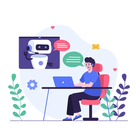 Customer having chat with chatbot  Illustration