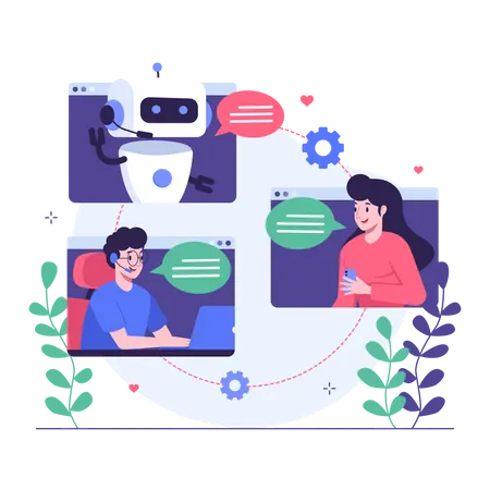 Customer having chat with chatbot  Illustration