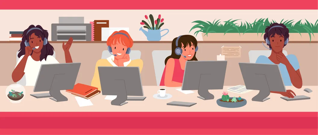 Customer help desk executives  Illustration