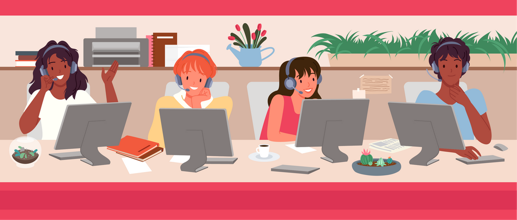 Customer help desk executives  Illustration