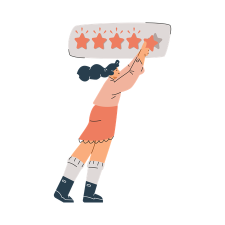 Customer holding five-star review  Illustration