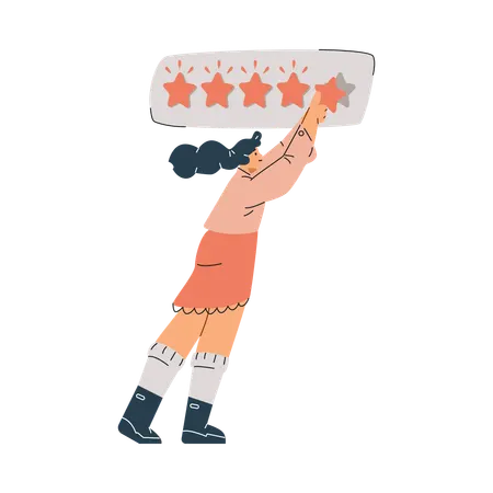 Customer holding five-star review  Illustration