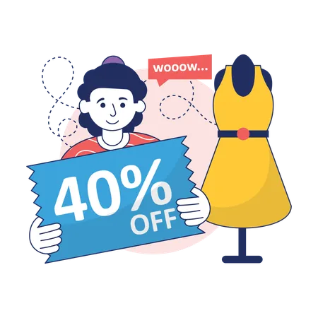 Customer is enjoying Big Sale  Illustration