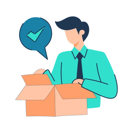 Customer is unboxing package  Illustration