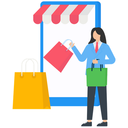 Customer ordering online in mobile app  Illustration