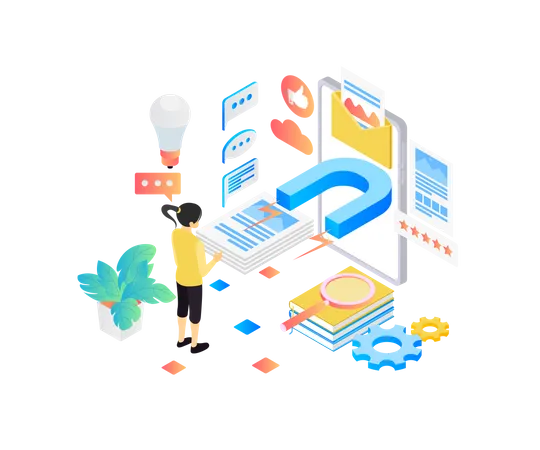 Illustration Of People Make Engage And Viral Content In Isometric Style Illustration
