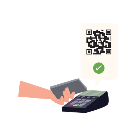 Customer paying via mobile phone at payment terminals  Illustration