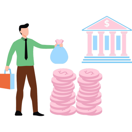 Customer pays bank interest  Illustration