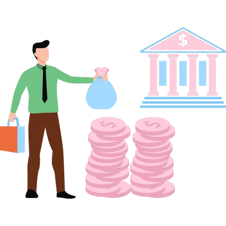 Customer pays bank interest  Illustration