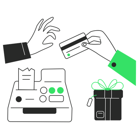 Customer pays by card in the store Illustration