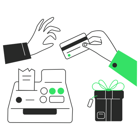 Customer pays by card in the store  Illustration