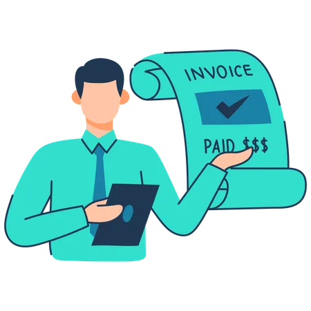 Customer pays online invoice  Illustration