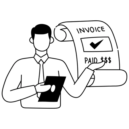 Customer pays online invoice  Illustration