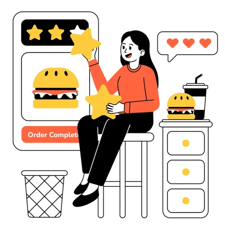 An Illustration Of Customer Placing Food Review And Rating Illustration
